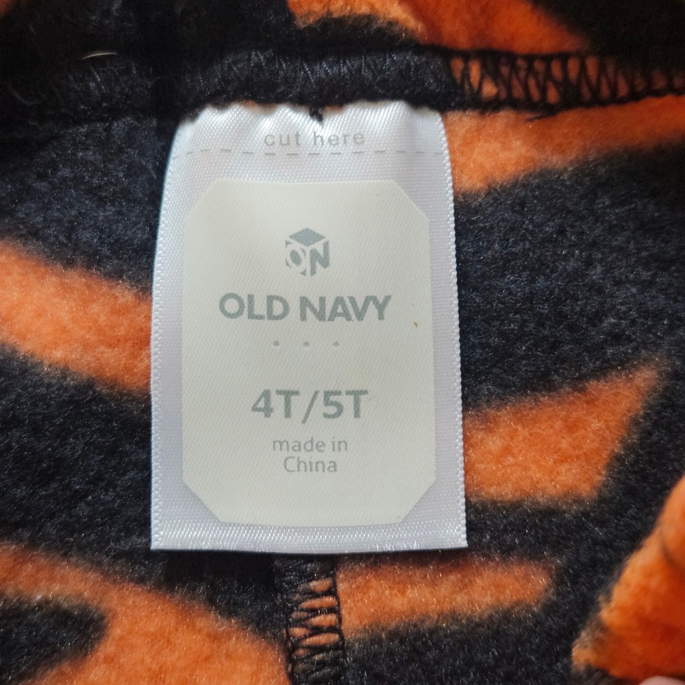 Old Navy Tiger Costume Kids 4T/5T Orange Black Striped Hooded Fleece Halloween - Picture 12 of 16